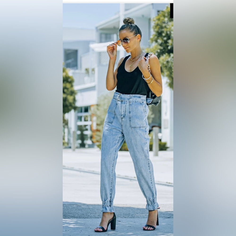 Rena High Rise Belted Denim Pants